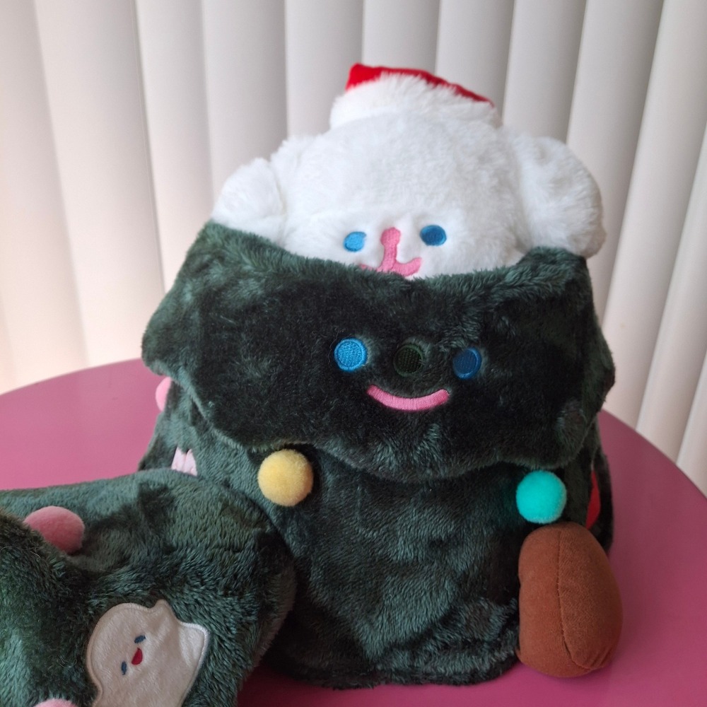 [F.UN] RiCO Bombom 15" Christmas Tree Plush White Santa Hat Puppy Stuffed Animal